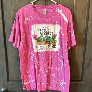 Pink Graphic Tee with Cactus Print